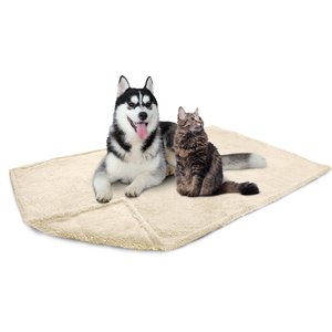 PetAmi Fluffy Waterproof Cat & Dog Blanket, Beige, Large