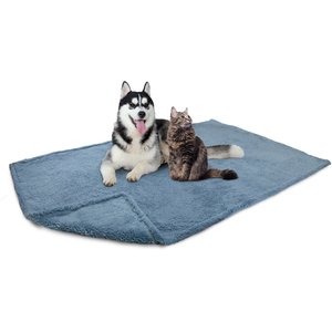 PetAmi Fluffy Waterproof Cat & Dog Blanket, Dusty Blue, X-Large