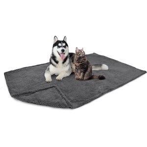 PetAmi Fluffy Waterproof Cat & Dog Blanket, Grey, X-Large
