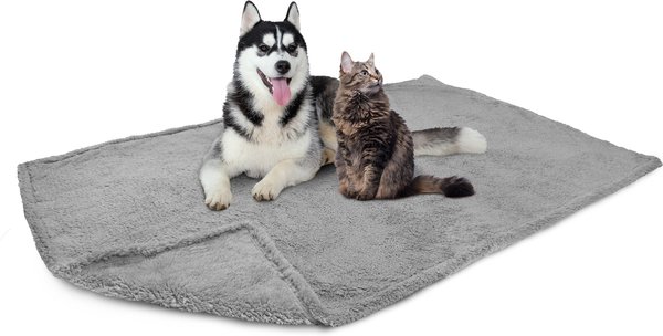 PetAmi Fluffy Waterproof Cat & Dog Blanket, Light Grey, X-Large slide 1 of 7