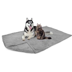 PetAmi Fluffy Waterproof Cat & Dog Blanket, Light Grey, X-Large
