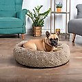 PetAmi Donut Cat & Dog Bed, Taupe, Small