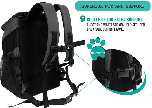 Show full view: PetAmi Premium Backpack Dog & Cat Carrier, Gray slide 5 of 9