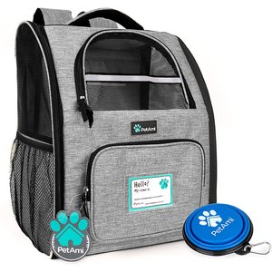 PetAmi Deluxe Backpack Dog & Cat Carrier, Heather Gray