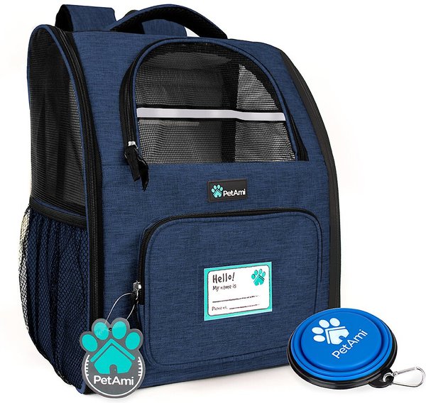 PetAmi Deluxe Backpack Dog & Cat Carrier, Heather Navy slide 1 of 8