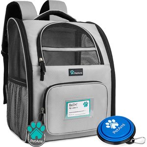 PetAmi Deluxe Backpack Dog & Cat Carrier, Light Gray