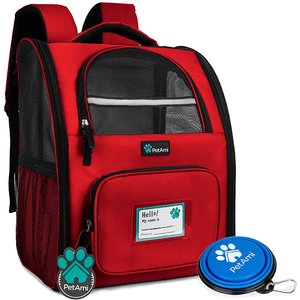 PetAmi Deluxe Backpack Dog & Cat Carrier, Red