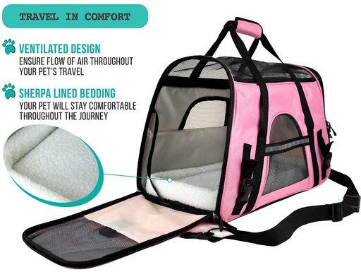 PetAmi Premium Airline Approved Soft-Sided Dog & Cat Travel Carrier, Pink, Small