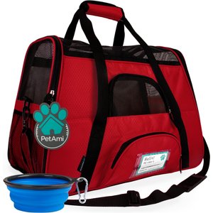PetAmi Premium Airline Approved Soft-Sided Dog & Cat Travel Carrier, Red, Small
