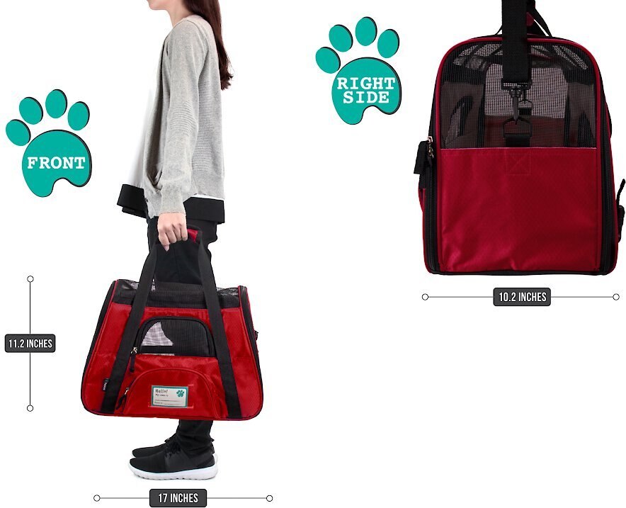 PETAMI Premium Airline Approved SoftSided Dog & Cat Travel Carrier, Red, Small