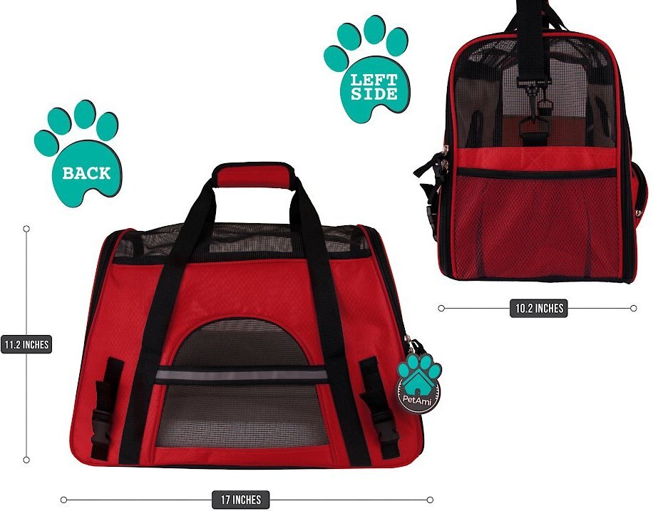 PETAMI Premium Airline Approved SoftSided Dog & Cat Travel Carrier, Red, Small