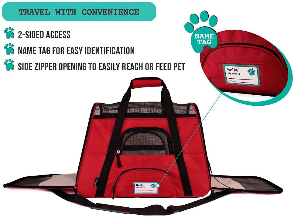 PETAMI Premium Airline Approved SoftSided Dog & Cat Travel Carrier, Red, Small