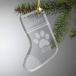 Custom Personalization Solutions Paw Print Personalized Glass Stocking Ornament slide 2 of 2