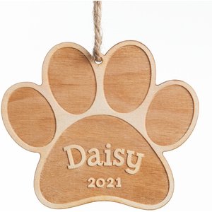 CUSTOM PERSONALIZATION SOLUTIONS Pet Memorial Wooden Personalized Christmas  Tree Ornament 