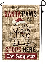 Custom Personalization Solutions Santa Paws Stops Here Personalized Garden Flag