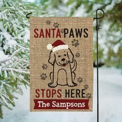 Custom Personalization Solutions Santa Paws Stops Here Personalized Garden Flag slide 2 of 4