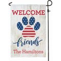 Custom Personalization Solutions Welcome Friends Patriotic Paw Print Personalized Garden Flag