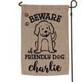 Custom Personalization Solutions Beware of Friendly Dog Personalized Burlap Garden Flag