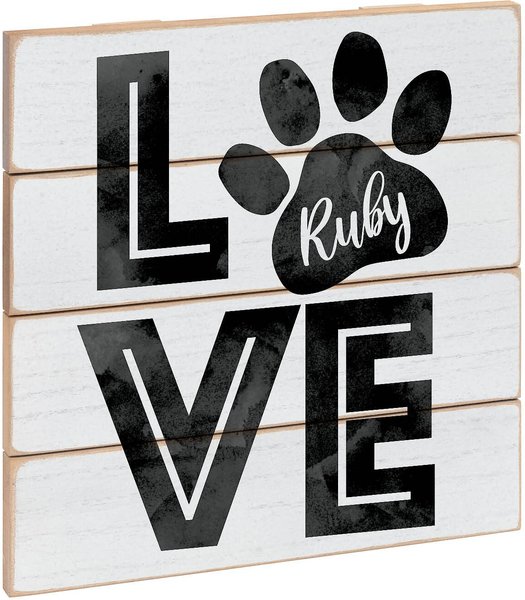 Custom Personalization Solutions Love my Pooch Shiplap Personalized White Wood Art slide 1 of 4