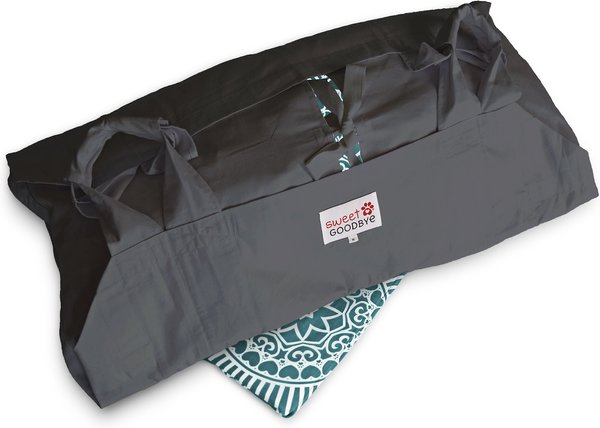 Sweet Goodbye COCOON Eco-Friendly Pet Casket Burial & Cremation Ceremony Kit, Classic Cotton, Black/Teal Green, Medium slide 1 of 7
