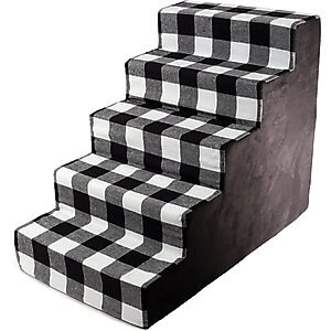 Precious Tails 5-Step Dog & Cat Stairs, Black White