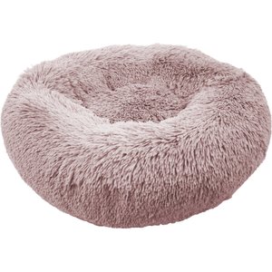 Precious Tails Super Lux Fur Bolster Cat & Dog Bed, Pink, Medium