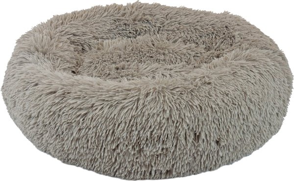 Precious Tails Super Lux Fur Bolster Cat & Dog Bed, Taupe, Medium slide 1 of 3