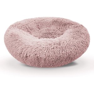 Precious Tails Super Lux Fur Bolster Cat & Dog Bed, Pink, Large