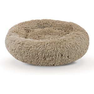 Precious Tails Super Lux Fur Bolster Cat & Dog Bed, Taupe, Large