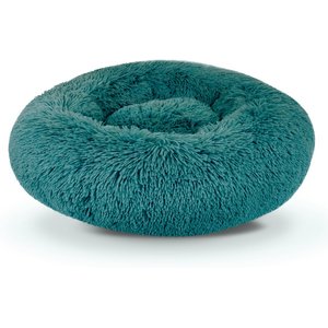 Precious Tails Super Lux Fur Bolster Cat & Dog Bed, Teal, Large