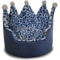Precious Tails Leopard Crown Bolster Cat & Dog Bed, Navy