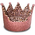 Precious Tails Leopard Crown Bolster Cat & Dog Bed, Pink