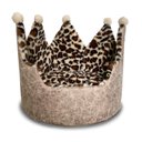 Precious Tails Leopard Crown Bolster Cat & Dog Bed, Taupe