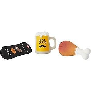 Frisco Father's Day Essential Latex Squeaky Dog Toy, 4 count