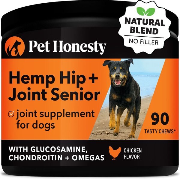 PetHonesty Hemp Hip + Joint Health Senior Chicken Flavored Soft Chew Joint Supplement for Senior Dogs, 90 count slide 1 of 9