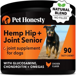 PetHonesty Hemp Hip + Joint Health Senior Chicken Flavored Soft Chew Joint Supplement for Senior Dogs, 90 count