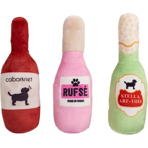 Pearhead Beer, Wine & Rose Plush Dog Toys, 3 count