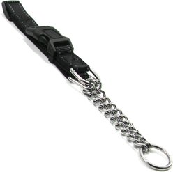 Pet Life Tutor-Sheild Safety & Training Chain Martingale Dog Collar, Black, Small