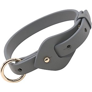 Pet Life Ever-Craft Boutique Series Designer Leather Adjustable Dog Collar, Grey, Medium