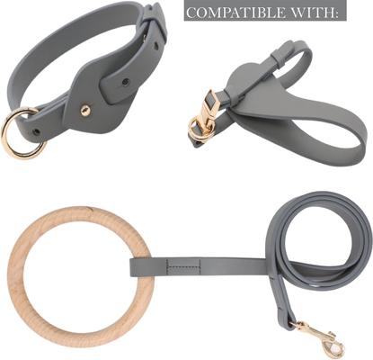 Show full view: Pet Life Ever-Craft Boutique Series Designer Leather Adjustable Dog Collar, Grey, Medium slide 3 of 3