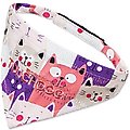 Touchdog Head-Popper Fashion Designer Printed Velcro Dog Bandana, Pink / Purple, Small
