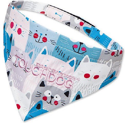 Touchdog Head-Popper Fashion Designer Printed Velcro Dog Bandana, Blue / White, Small slide 1 of 1