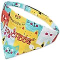 Touchdog Head-Popper Fashion Designer Printed Velcro Dog Bandana, Yellow / Blue, Medium