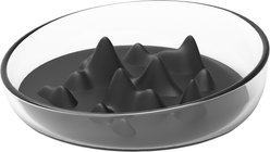 Pet Life Cirlicue Mountain Shaped Modern Slow Feeding Dog & Cat Bowl, Black