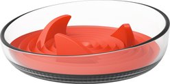 Pet Life Cirlicue Shark Fin Shaped Modern Slow Feeding Dog & Cat Bowl, Orange
