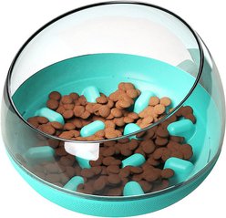 Pet Life Tumbowl Slow Feeding Dog & Cat Bowl, Blue slide 2 of 3