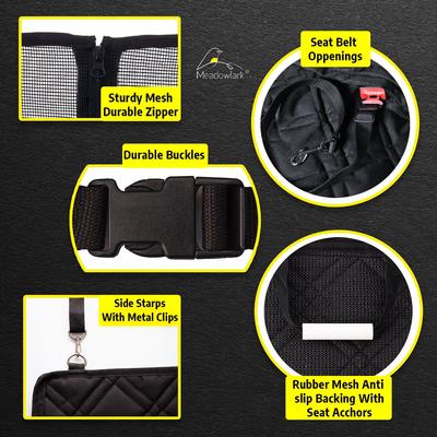 Show full view: Meadowlark Dog & Cat Seat Cover with Mesh Window, Black, X-Large slide 7 of 9