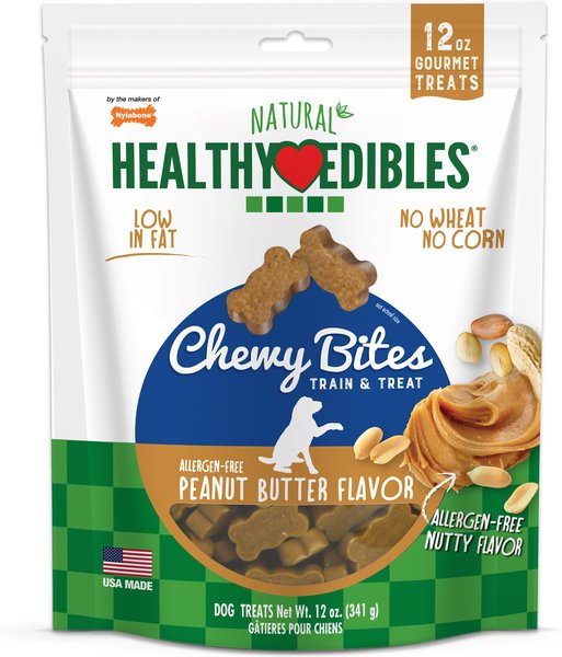 Nylabone Healthy Edibles Chewy Bites Peanut Butter Flavor Dog Training Treats, 12-oz bag slide 1 of 9