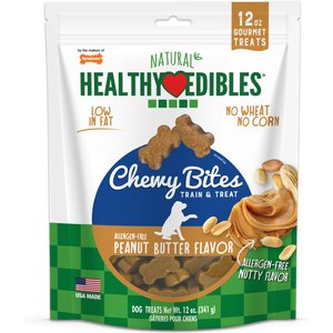 Nylabone Healthy Edibles Chewy Bites Peanut Butter Flavor Dog Training Treats, 12-oz bag