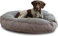 Happy Hounds Scooter Deluxe Round Pillow Dog Bed with Removable Cover, Gray, Large